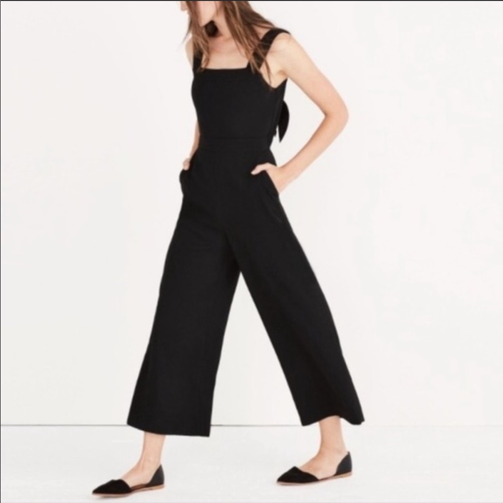*navy* Madewell Apron Bow Back Jumpsuit